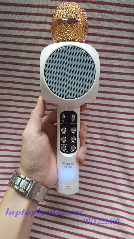 Micro karaoke kèm loa Bluetooth WSTER WS-1816 cực hay, đèn led 7 màu  Trắng
