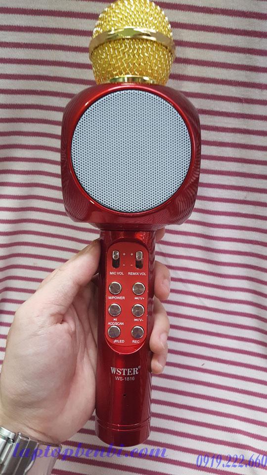 Micro karaoke WS-1816, đèn led 7 màu  Đỏ